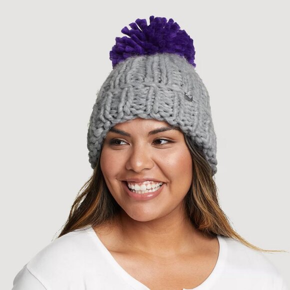 Eddie Bauer Gray and Purple Knit Beanie - Picture 1 of 3